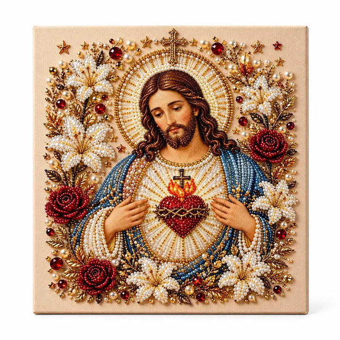 Sacred Heart of Jesus Pearl Diamond Painting Kit hero image
