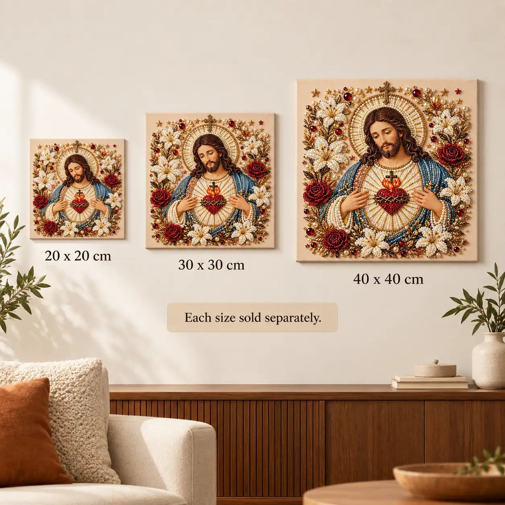 Sacred Heart of Jesus Pearl Diamond Painting Kit size image