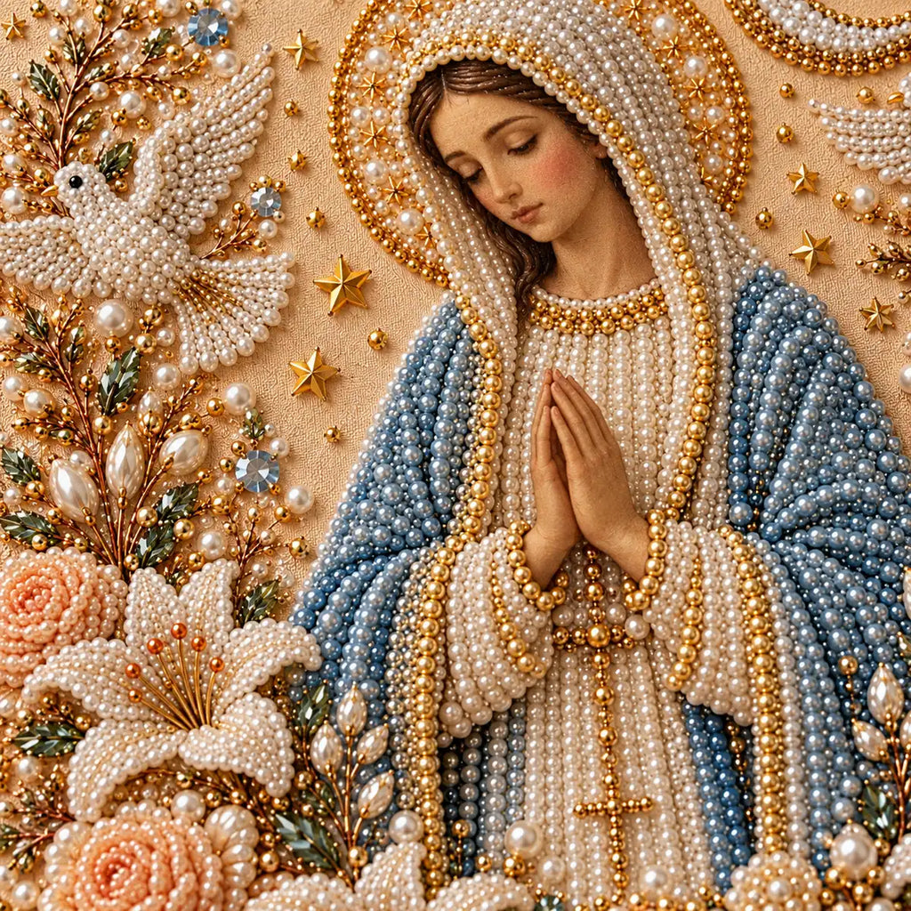 Virgin Mary Pearl Diamond Painting Kit detail image
