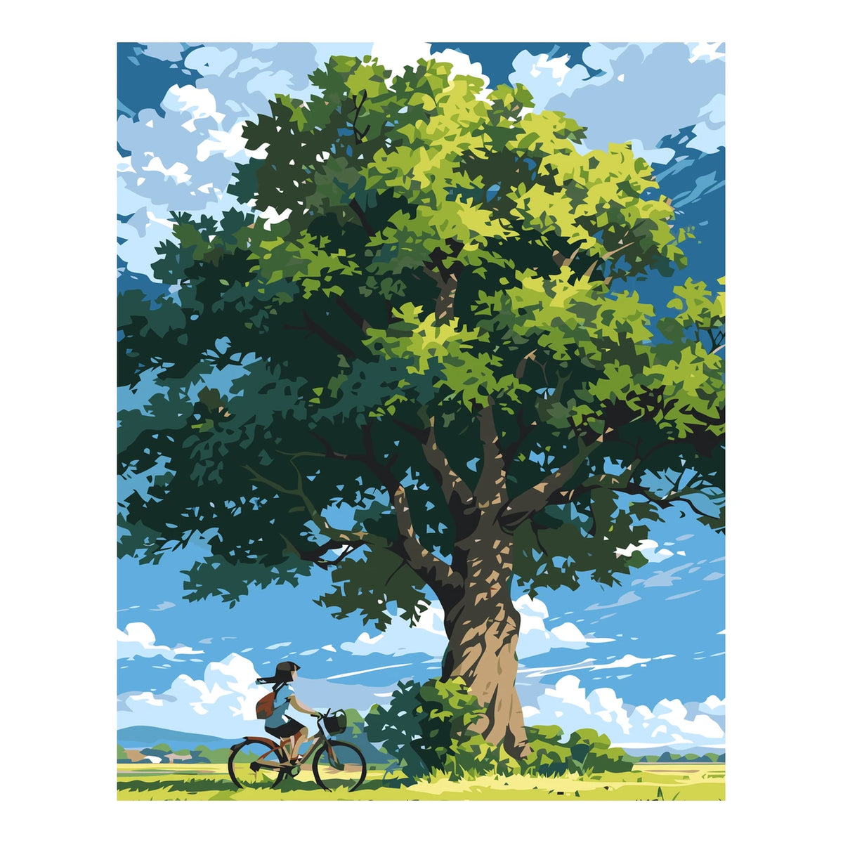 Original landscape artwork for Rest Stop Under The Oak Diamond Painting Kit