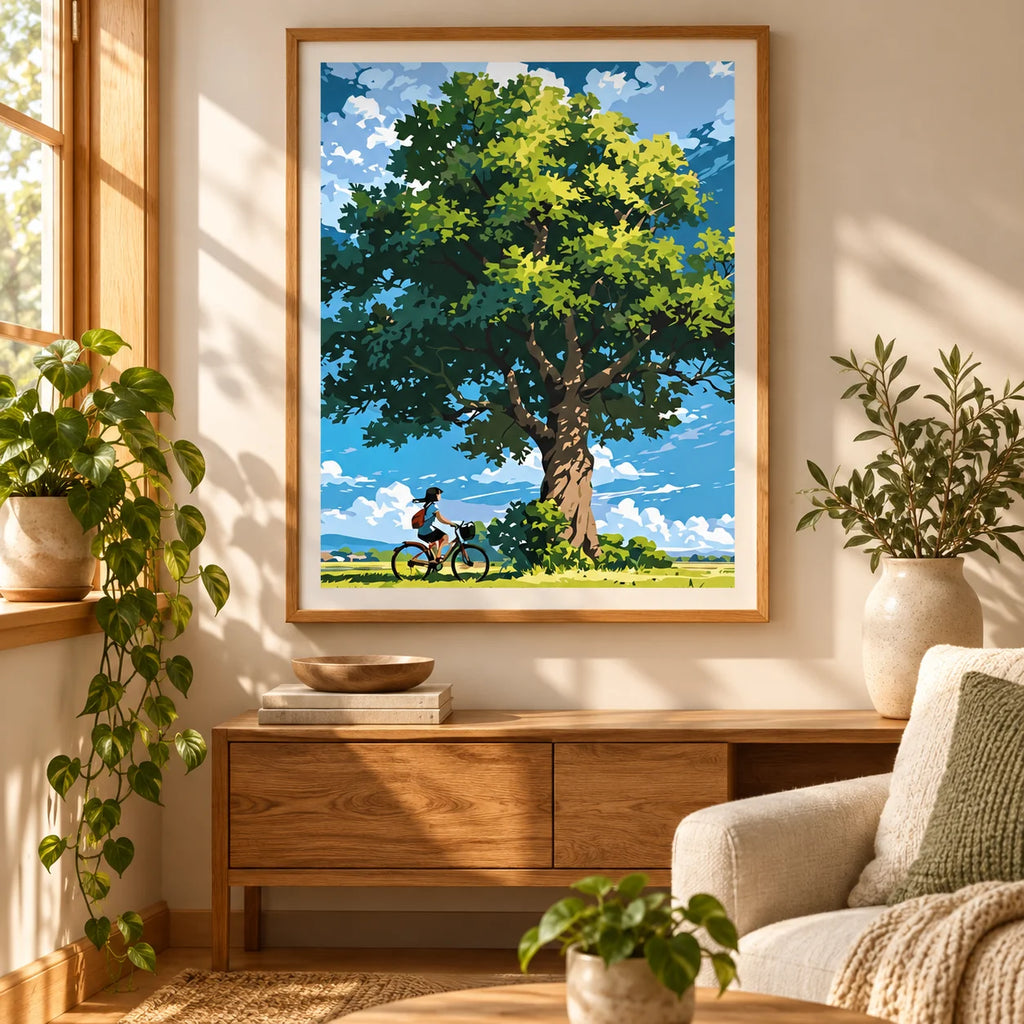 Rest Stop Under The Oak diamond painting displayed as home decor