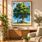 Rest Stop Under The Oak diamond painting displayed as home decor