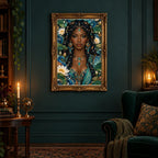 Framed River Pearl Guardian diamond painting displayed in a home interior
