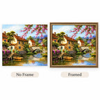 Riverside Village Bridge Diamond Painting Kit diamond painting No Frame and Framed options