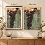 Framed and no-frame comparison for Rose-Draped Figure in Water Diamond Painting Kit.