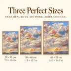 Pink Rose Floating Among Clouds and Ocean: sizes