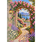 Rose Garden Archway Diamond Painting Kit diamond and canvas detail
