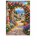 Rose Garden Archway Diamond Painting Kit finished diamond artwork on white background