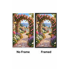 Rose Garden Archway Diamond Painting Kit No Frame and Framed comparison