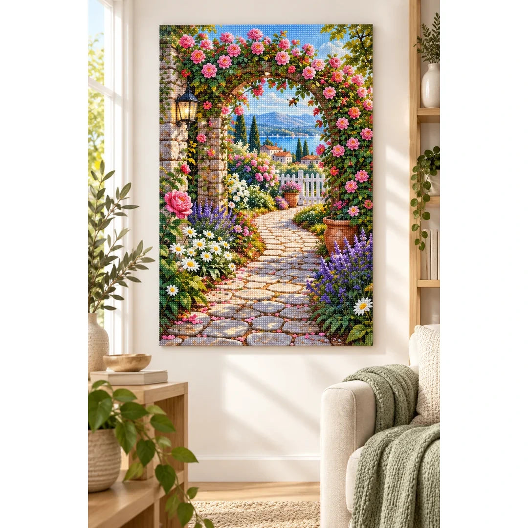 Rose Garden Archway Diamond Painting Kit home decor scene