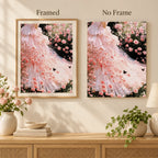 Framed and no-frame comparison for Rose Garden Gown Diamond Painting Kit.