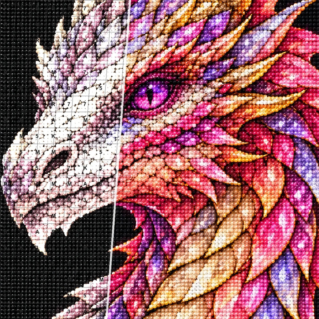 Rose Quartz Mosaic Dragon diamond drill and canvas detail