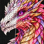 Rose Quartz Mosaic Dragon diamond drill and canvas detail