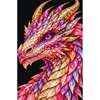 Rose Quartz Mosaic Dragon finished diamond painting on white background