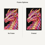 Rose Quartz Mosaic Dragon No Frame and Framed style comparison