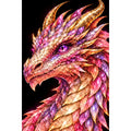 Rose Quartz Mosaic Dragon original artwork on white background