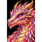 Rose Quartz Mosaic Dragon original artwork on white background