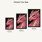 Rose Quartz Mosaic Dragon 20 by 30, 30 by 40, and 40 by 50 centimeter size guide