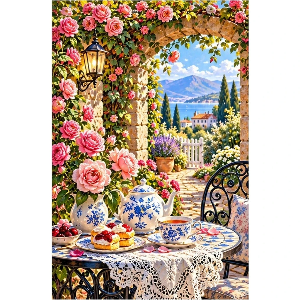 Rose Tea Table Secret Garden — original artwork on a clean white background