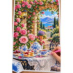Rose Tea Table Secret Garden — diamond painting process with applicator pen