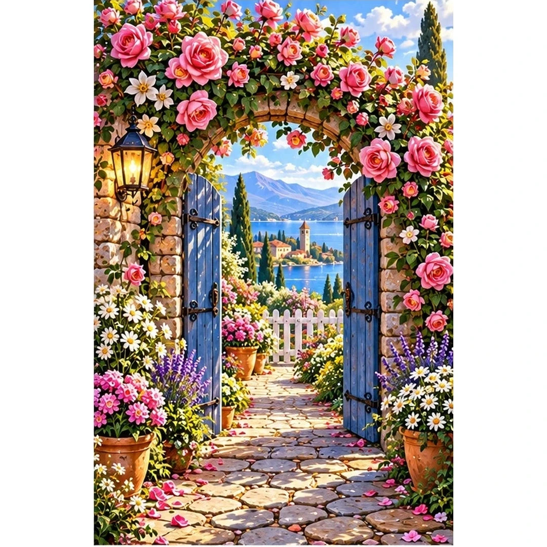 Roses Vintage Garden Gate — original artwork on a clean white background