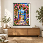 Roses Vintage Garden Gate — finished diamond painting displayed in a home interior