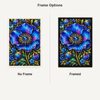 Royal Blue Poppy Bloom Diamond Painting Kit — No Frame and Framed comparison