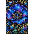 Royal Blue Poppy Bloom Diamond Painting Kit — original white-background artwork