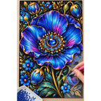 Royal Blue Poppy Bloom Diamond Painting Kit — Diamond painting process