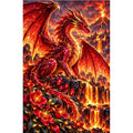 Ruby Fire Dragon Volcanic Flowers — original artwork on a clean white background