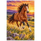 Running Horse Lavender Sunset Diamond Painting Kit finished diamond artwork on white background