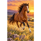 Running Horse Lavender Sunset original artwork on white background