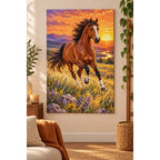 Running Horse Lavender Sunset Diamond Painting Kit home decor scene
