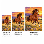 Running Horse Lavender Sunset Diamond Painting Kit size guide