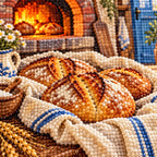 Rustic Bread Oven Door — close-up of diamond drills and canvas detail