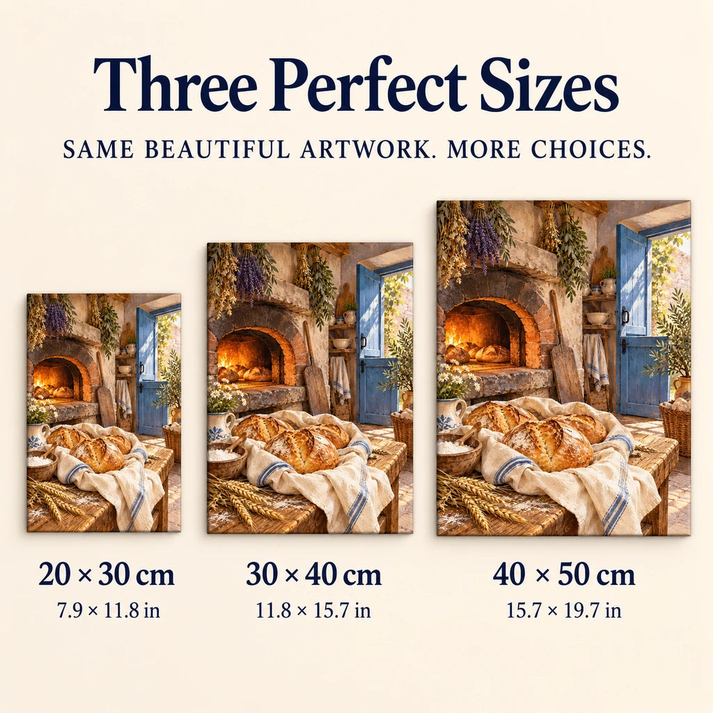 Rustic Bread Oven Door — size comparison for 20 × 30, 30 × 40 and 40 × 50 cm