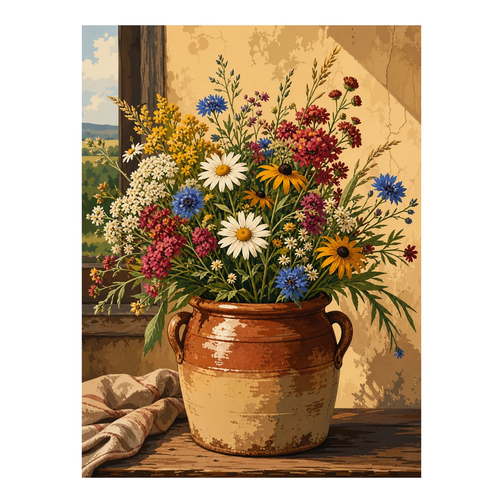 Original artwork for Rustic Cottage Wildflowers