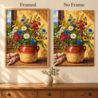 Framed and no-frame comparison for Rustic Cottage Wildflowers