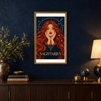 Framed Sagittarius Archer Star diamond painting displayed in a home interior