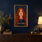 Framed Sagittarius Archer Star diamond painting displayed in a home interior