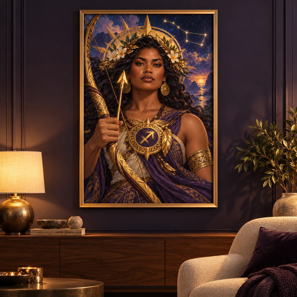 Framed artwork displayed in a home interior — star archer