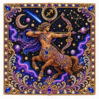 Finished sagittarius pearl painting design on a clean background