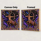 sagittarius canvas-only and framed display options; no decorative outer frame included