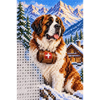 Saint Bernard Alpine Rescue Diamond Painting Kit diamond and canvas detail
