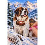 Saint Bernard Alpine Rescue Diamond Painting Kit diamond placement process