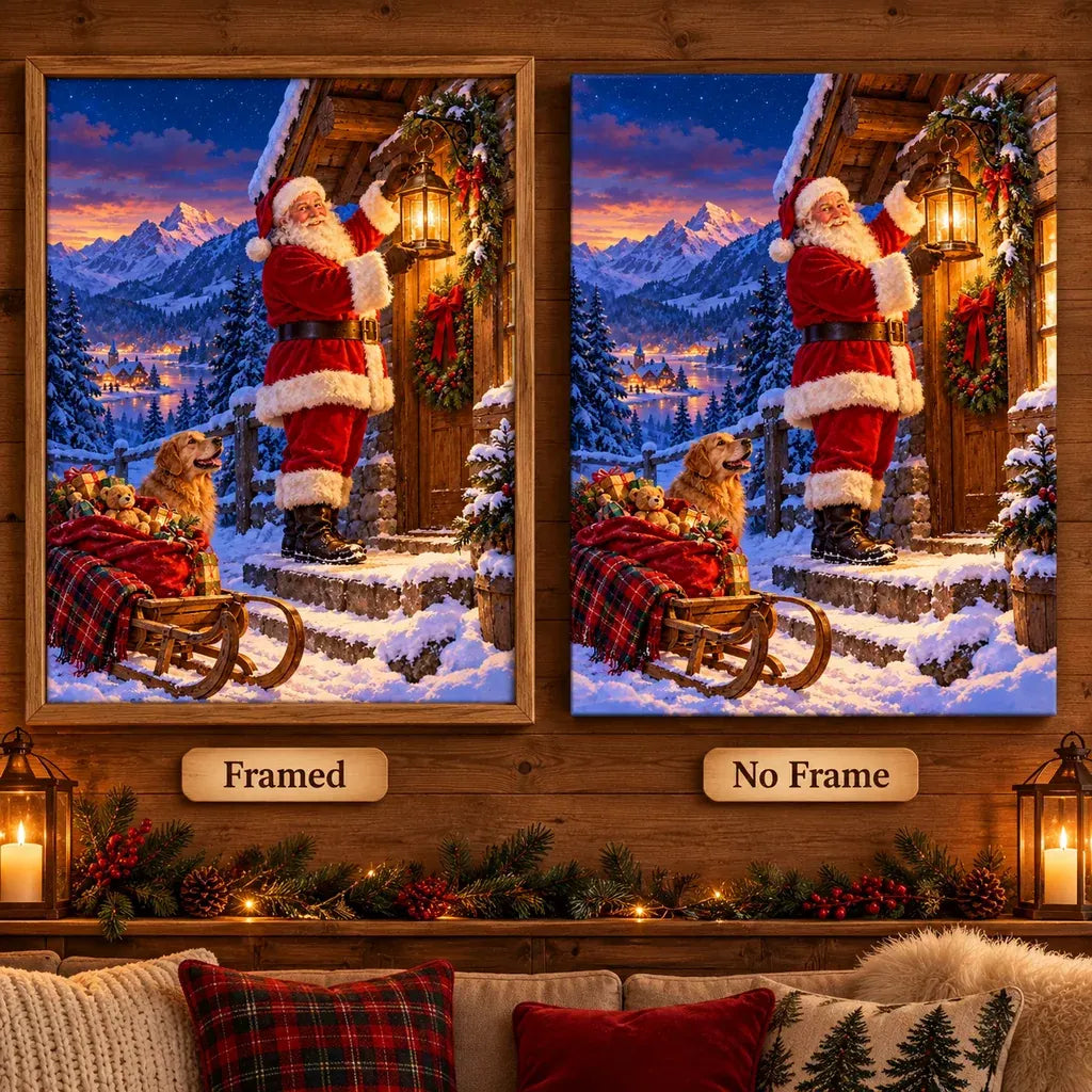 Framed and no-frame comparison for the Santa alpine lantern design