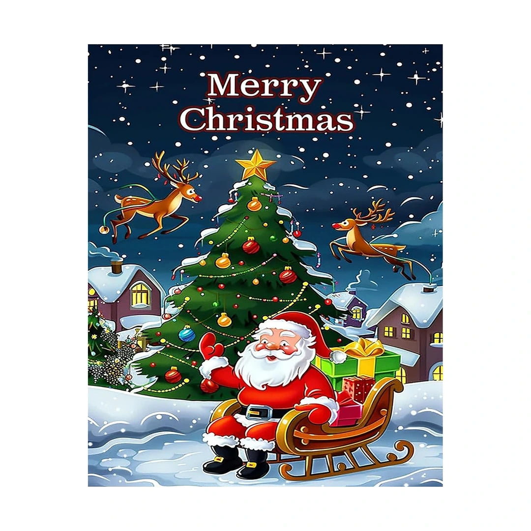 Santa Christmas Tree Diamond Painting Kit original artwork on white background
