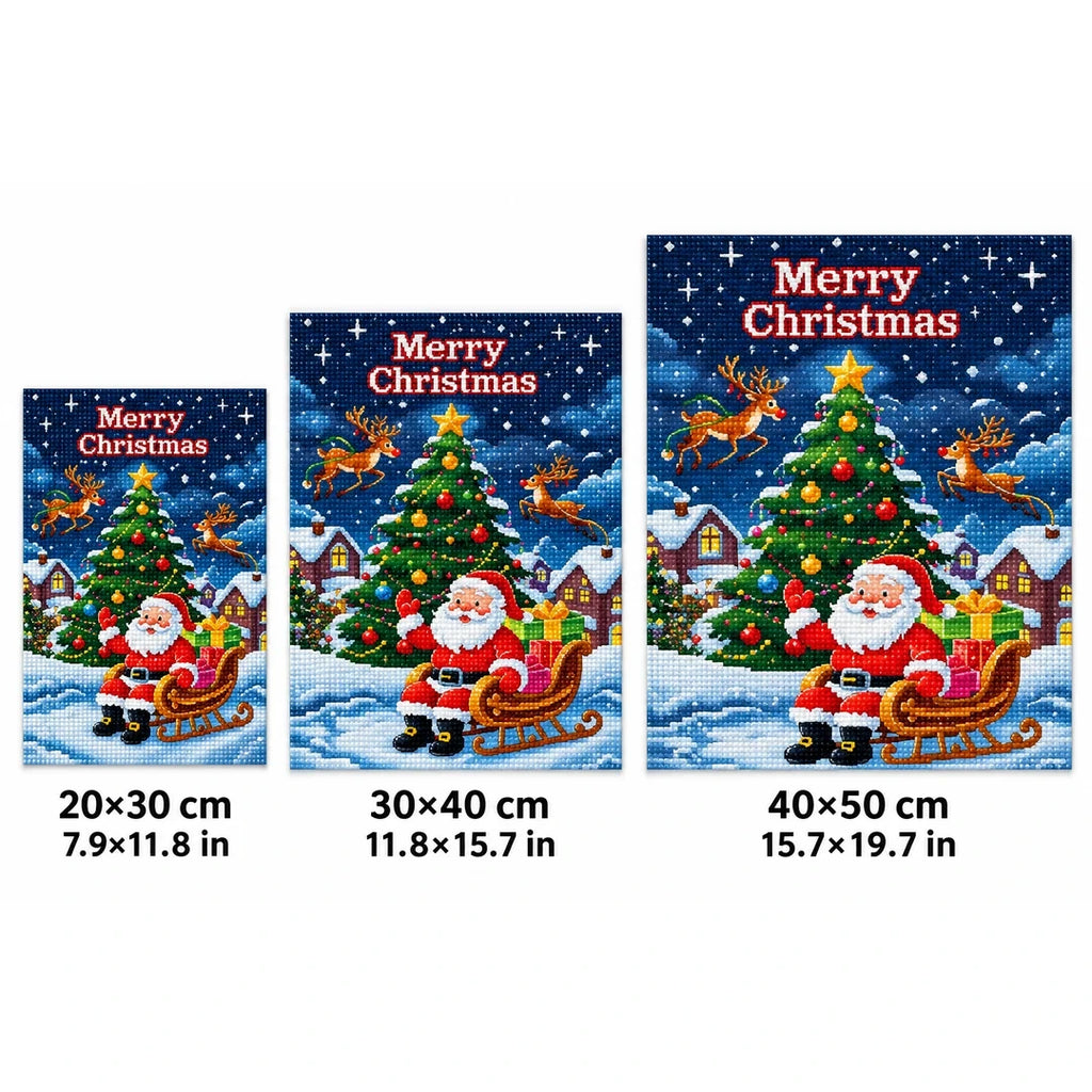 Santa Christmas Tree Diamond Painting Kit sizes