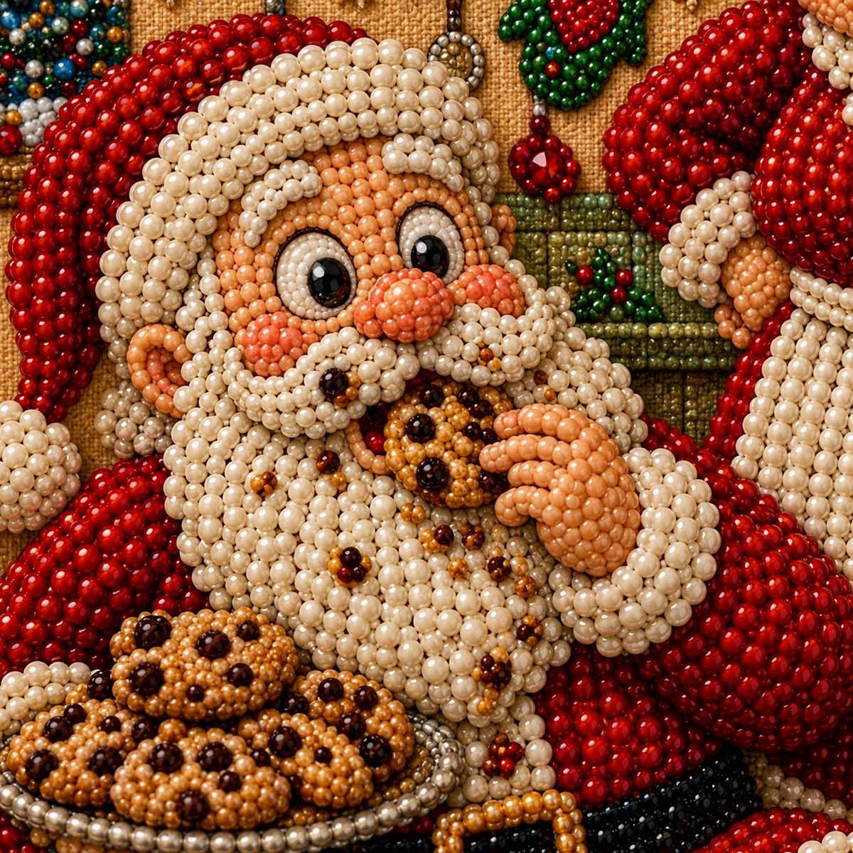 Santa Cookie Grandma Pearl Diamond Painting Kit detail