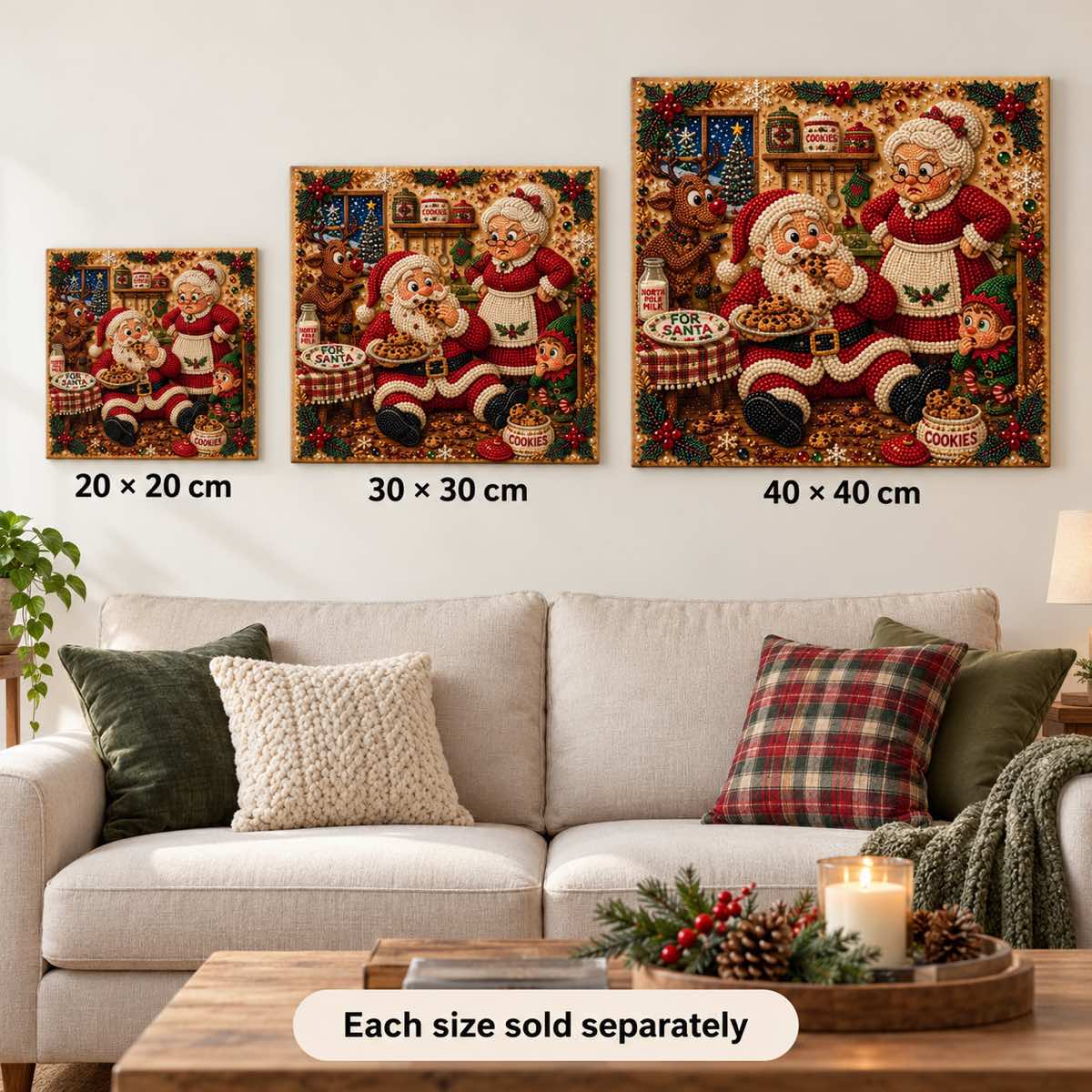 Santa Cookie Grandma Pearl Diamond Painting Kit size